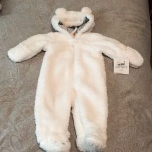 Newborn white bear zip up